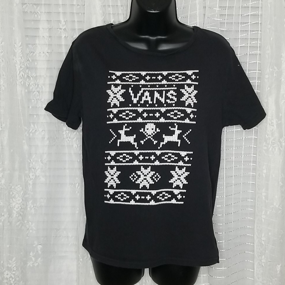 Vans Tops - Y2k Vans Christmas Sweater Graphic Baby Tee SzXL